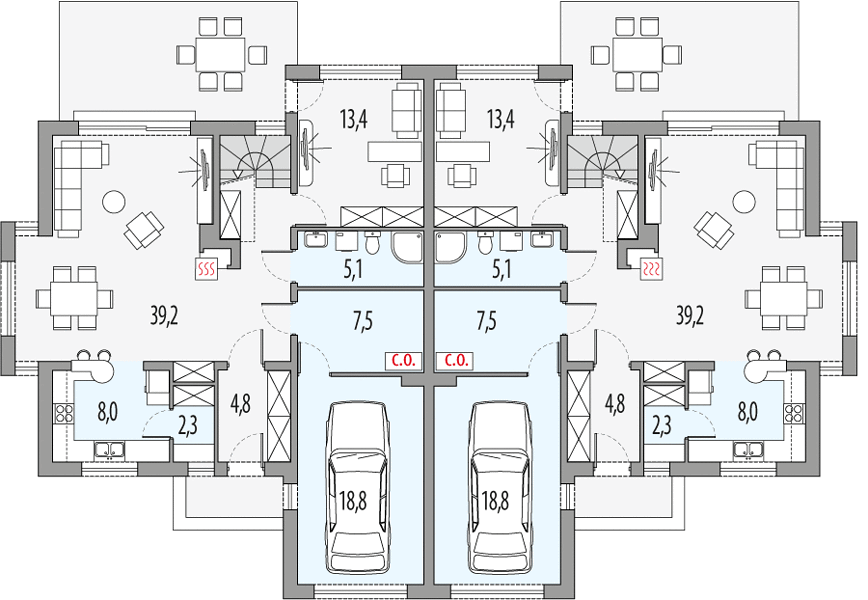 План 1 этажа дома EKD-6221-64 План 1 этажа дома EKD-6221-64